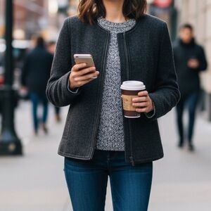 Massimo Dutti Grey Wool Jacket / Blazer Size Large